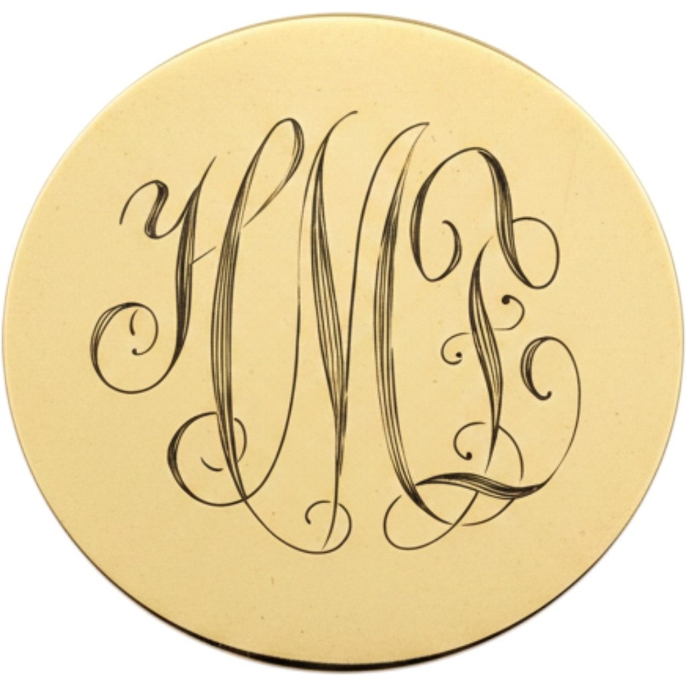 Vintage 12K Gold Filled Round Monogram Brooch Binder Brothers Preppy Heirloom